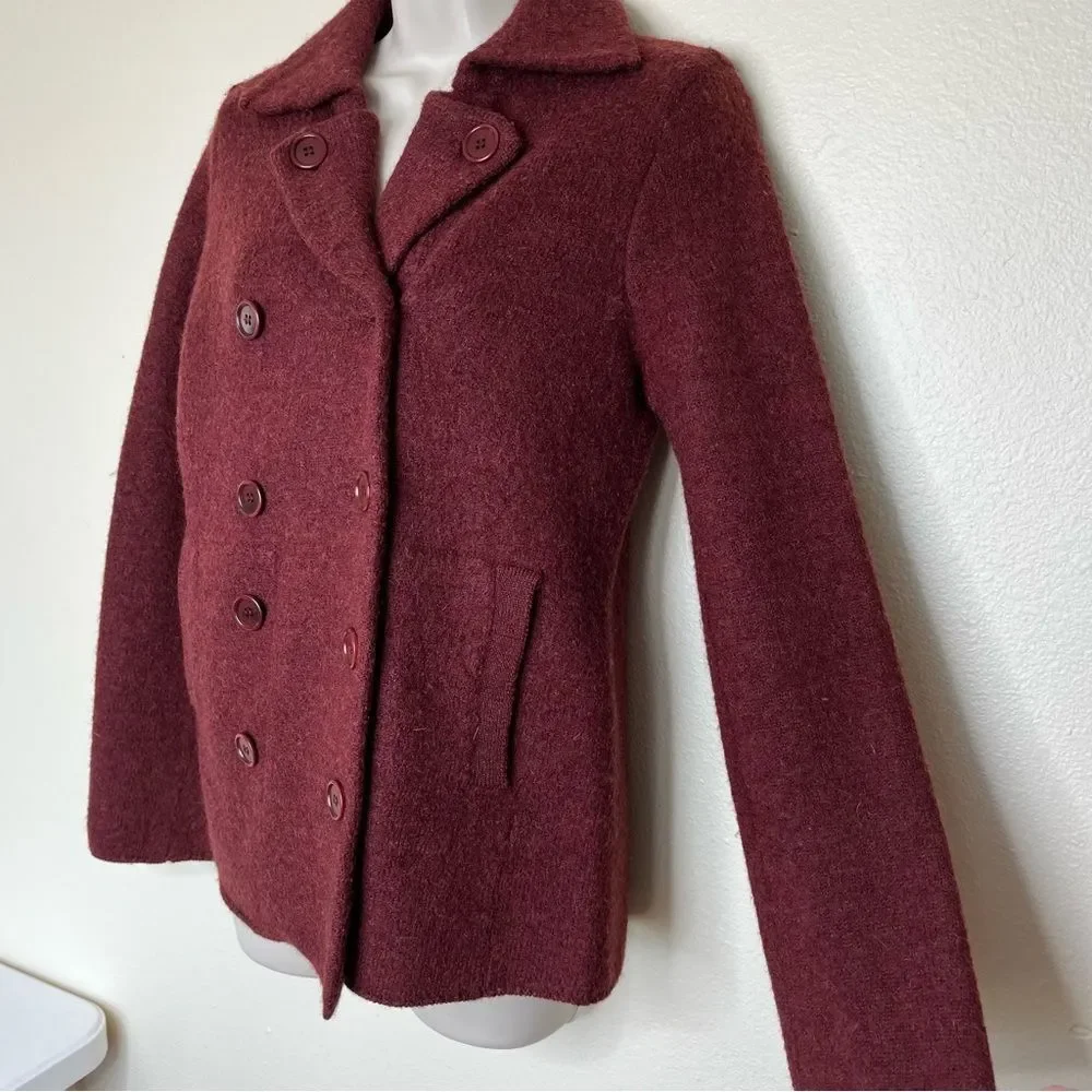 J Crew 100% Wool Double Breasted Peacoat Brick Rust Jacket Women Small Unlined - Picture 4 of 12